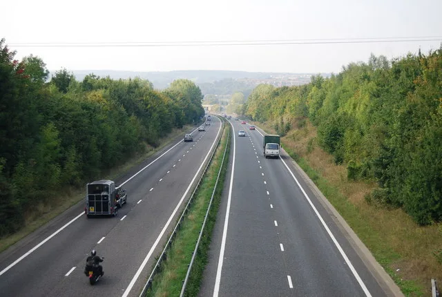 The A2 Canterbury bypass. SGN has the eastbound carriageway down to one lane approaching Harbledown for an emergency gas repair.